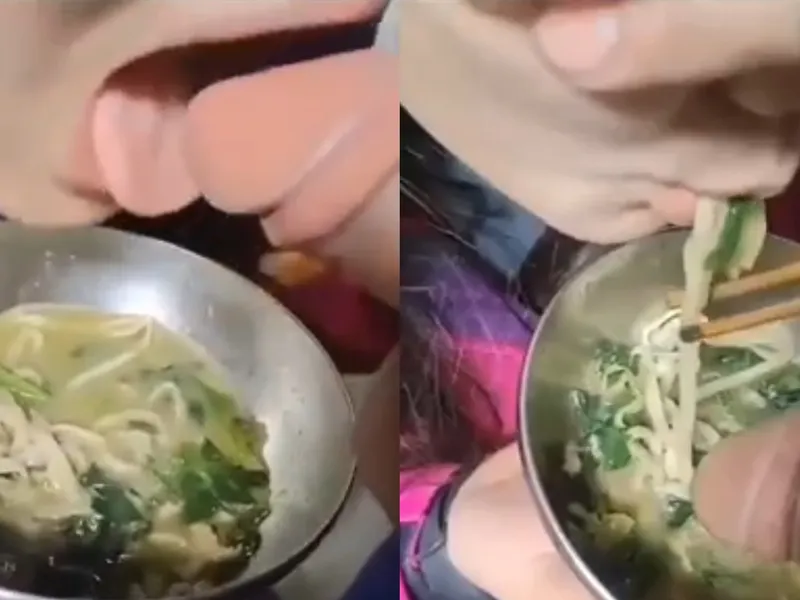 độc lạ em ăn mì còn lấy của quý anh chấm vào nước để mút